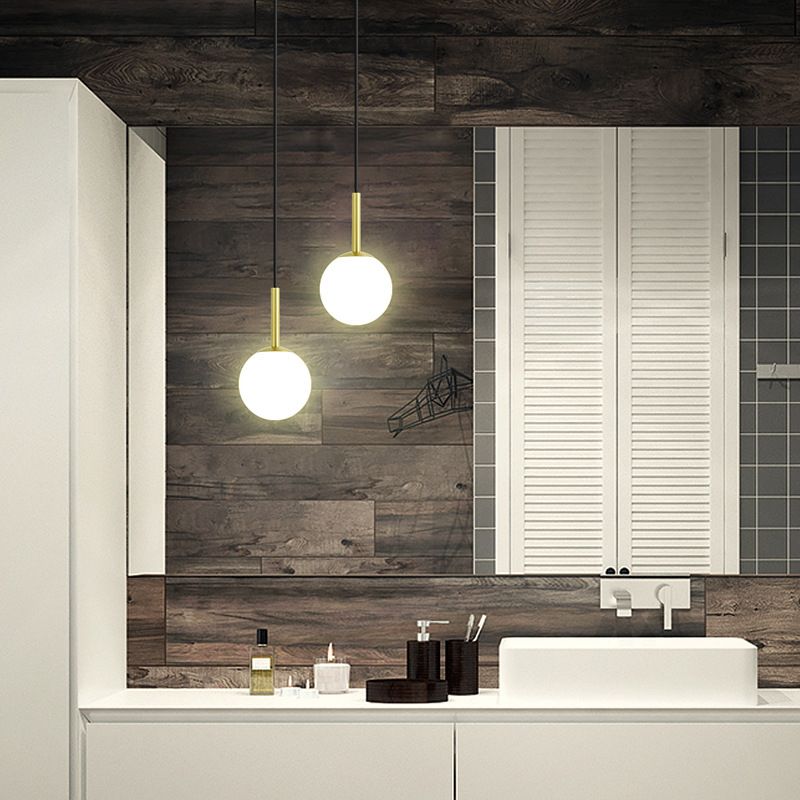 Glass Ball Pendant Lighting Fixtures Modern Style 1 Light Suspension Pendant