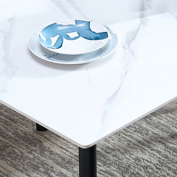 Rectangle Sintered Stone Dining Table Industrial Style 4 Legs Table for Home