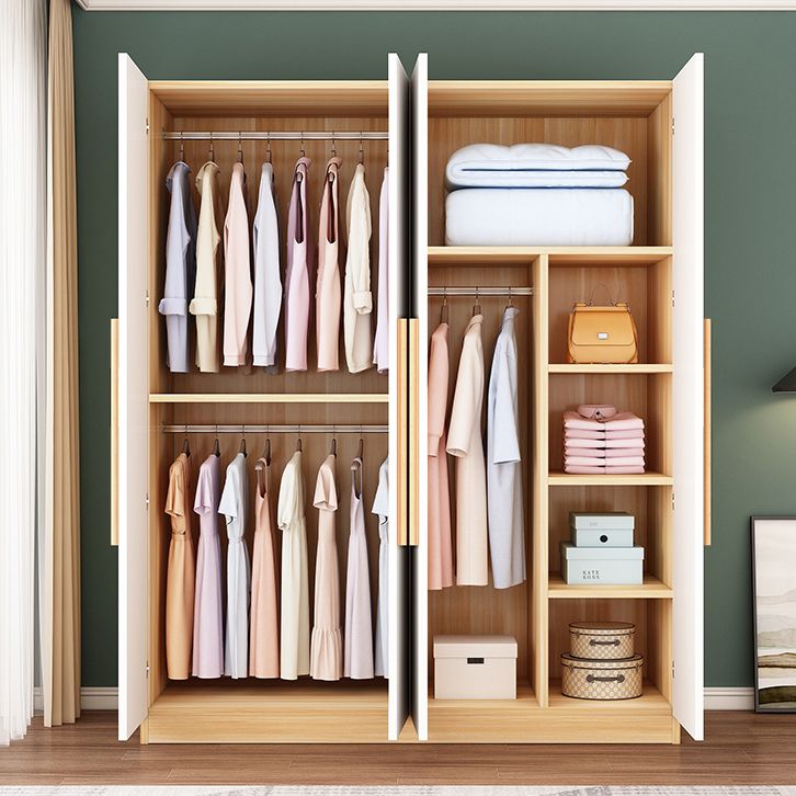 Freestanding Wood Frame Wardrobe Modern Hinged Soft Close Doors Wardrobe