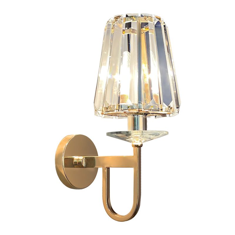 Gold Crystal Wall Sconce in Modern Luxury Style Wrought Iron Geometric Wall Lamp for Bedroom