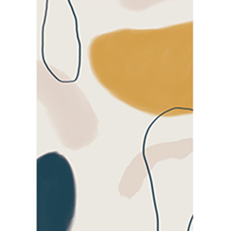 White Tone Trendy Rug Polyester Carpet Abstract Print Indoor Rug Anti-Slip Backing for Living Room