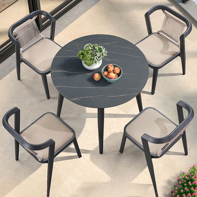 Tropical Rattan Gray Armed Chairs with Arm Patio Dining Chair