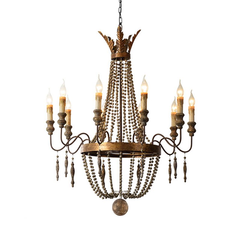 Rust Spur Empire Chandelier Traditional Metal 8/10 Bulbs Pendant Light Fixture for Living Room