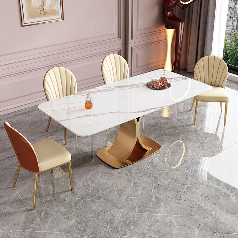 Nordic Sintered Stone Top Dining Set Rectangle 1/3/4/5/7 Pieces Dinette Table Set