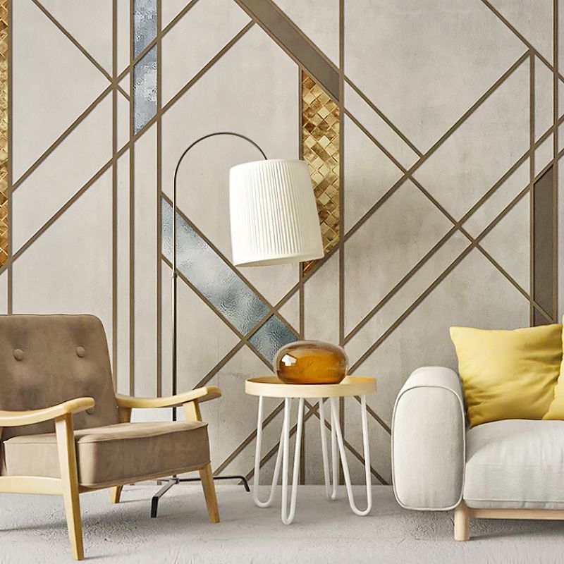 Full Size Wall Art Brown and Beige Geometries of Irregular Pattern Non-Woven Murals for Decoration, Made to Measure