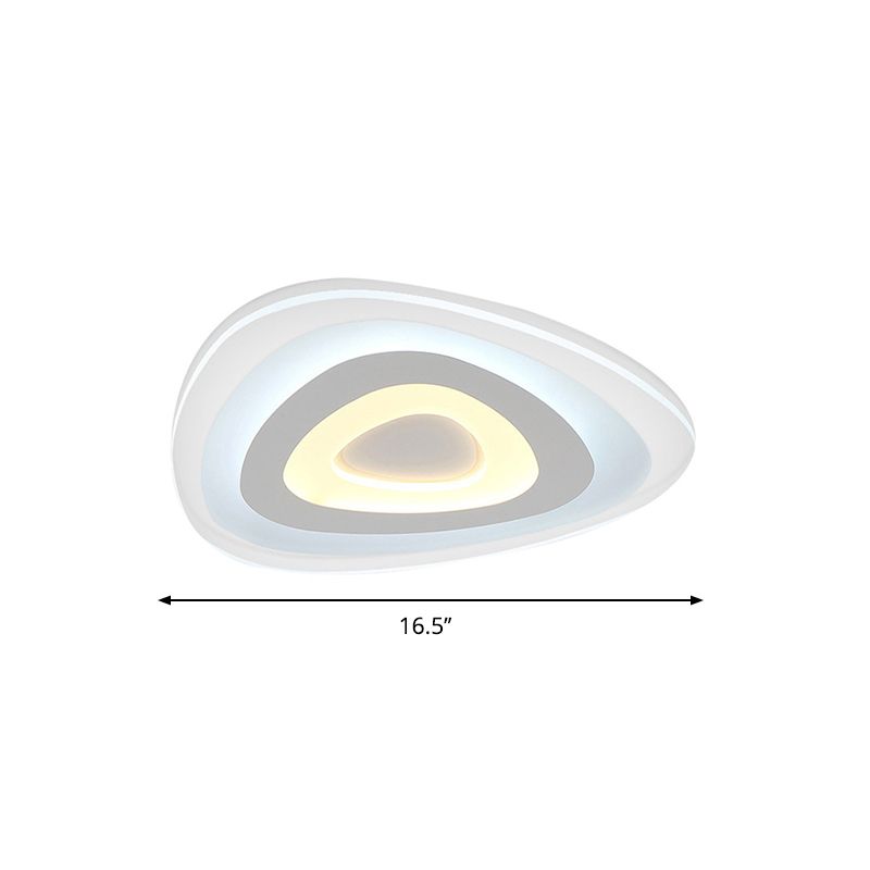 16"/20"/24.5" Wide Contemporary LED Flush Mount Light with Acrylic Shade White Triangle Ceiling Lamp in Warm/White Light