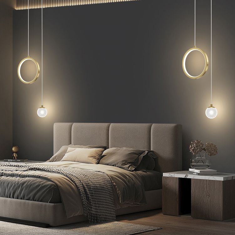 Contemporary Circular Ring Pendant LED Pendant in Golden for Bar Study Room