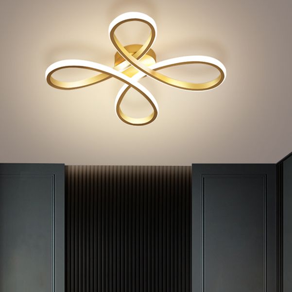 Metal Floral Ceiling Mounted Fixture Simple Style Ceiling Flush in Gold