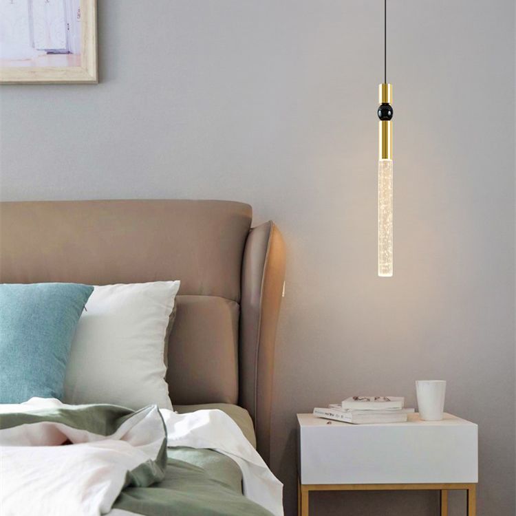 Tubular Crystal Drop Lamp Minimalistisch 1-licht LED-hanglamp Licht armatuur voor restaurant