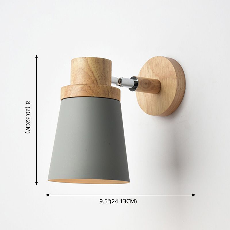 Nordic Macarons Style Dome Sconce Wall Light 1 Light Wall Sconce with Wood