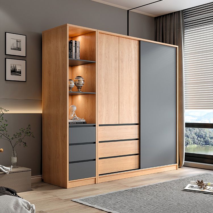 Engineered Wood Wardrobe Cabinet With Drawer Modern Wardrobe Armoire