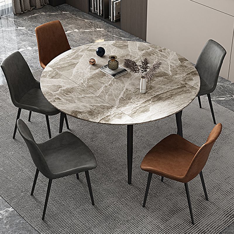 Modern Dining Table Round Extendable 51-inch Diameter Dining Table for Dining Room
