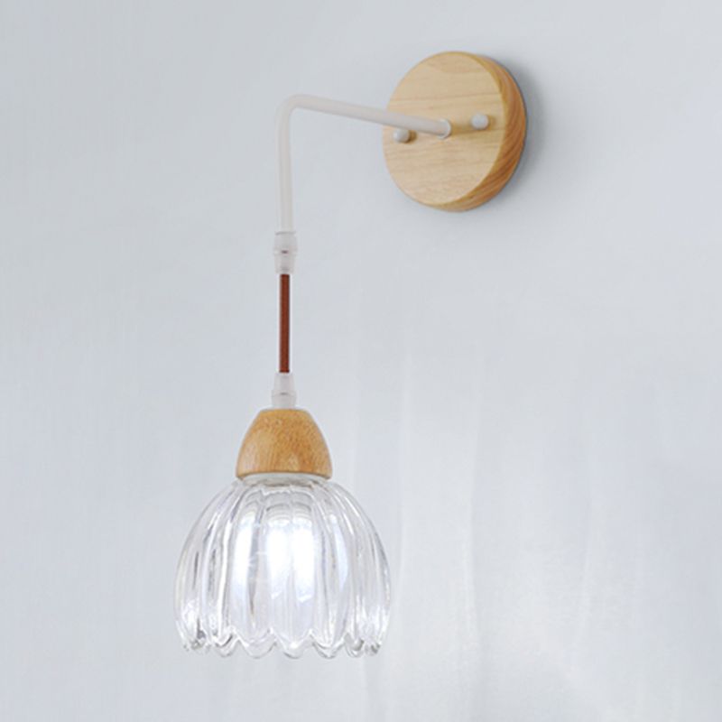 Modern Simple Wall Light Wooden Dome Shape Wall Lamp for Living Room