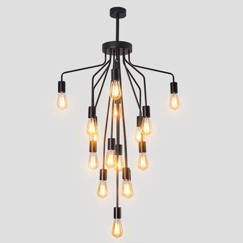 Luz de lámpara de araña expuesta iluminación colgante de metal industrial para restaurante