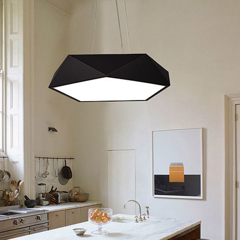 LED Pentagonal Pendant Lamp Nordic Metal Office Hanging Light with Acrylic Diffuser