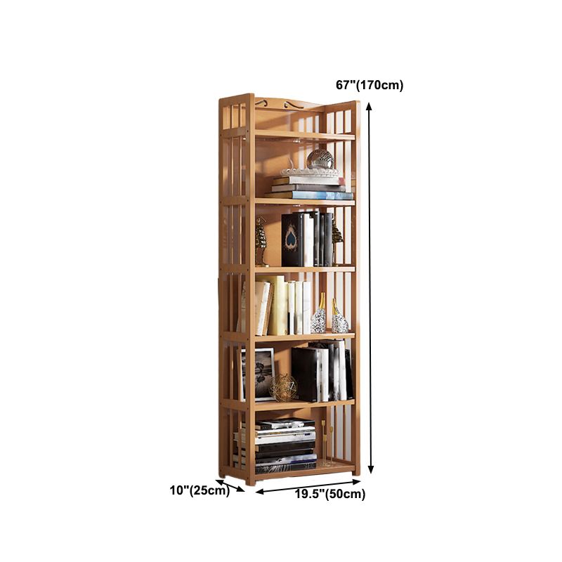 10" D Geometry Bamboo Bookshelf Modern Style Bookcase for Bedroom