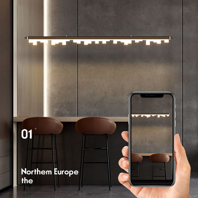 Zeitgenössischer Stil linearer Form Pendelleuchte Leuchtmetall 1 Licht Anhänger Beleuchtung
