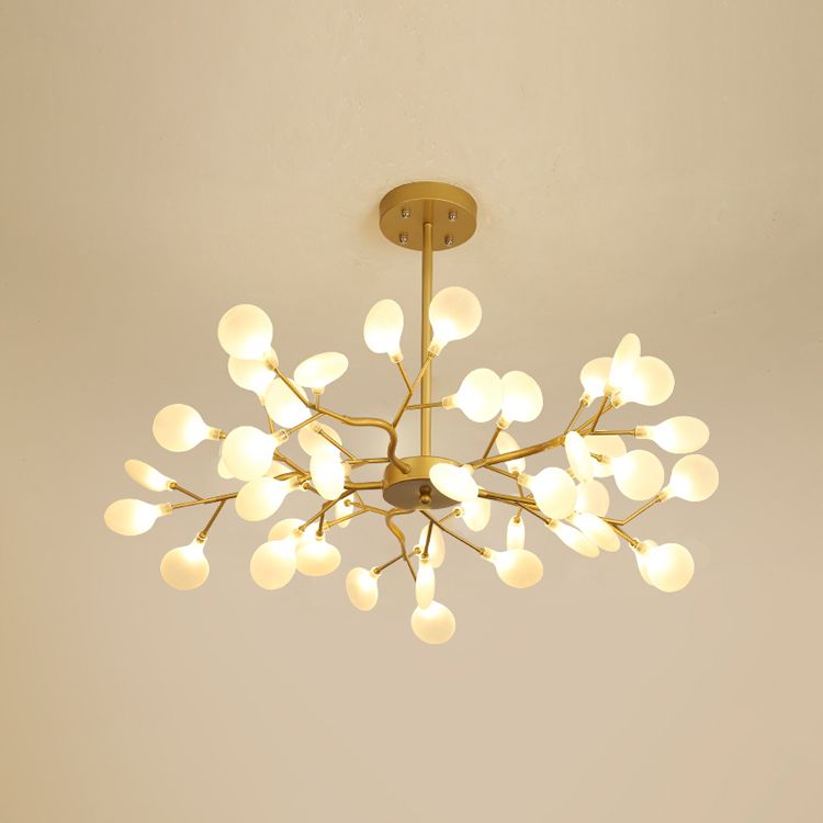 Stylish Firefly Pendant Light Fixture Minimalist Metal Bedroom Chandelier in Gold