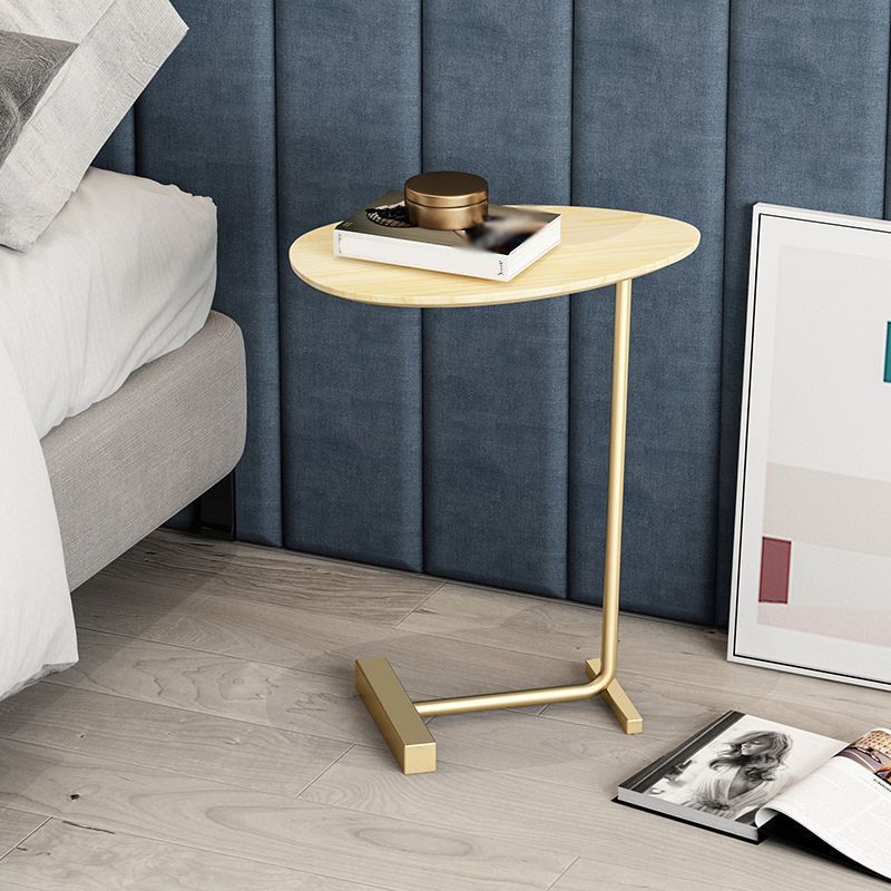 Pedestal Base Design Solid Wood Table Iron Base Free Shape Side Table