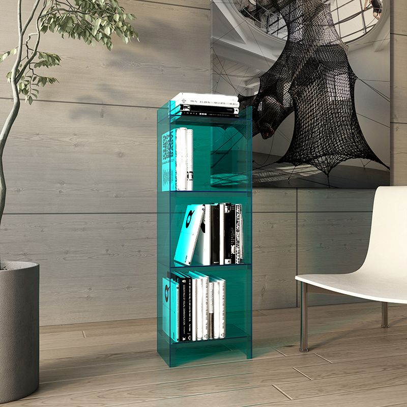 Glam Style Acrylic Standard Bookcase Vertical Closed Back Bookshelf