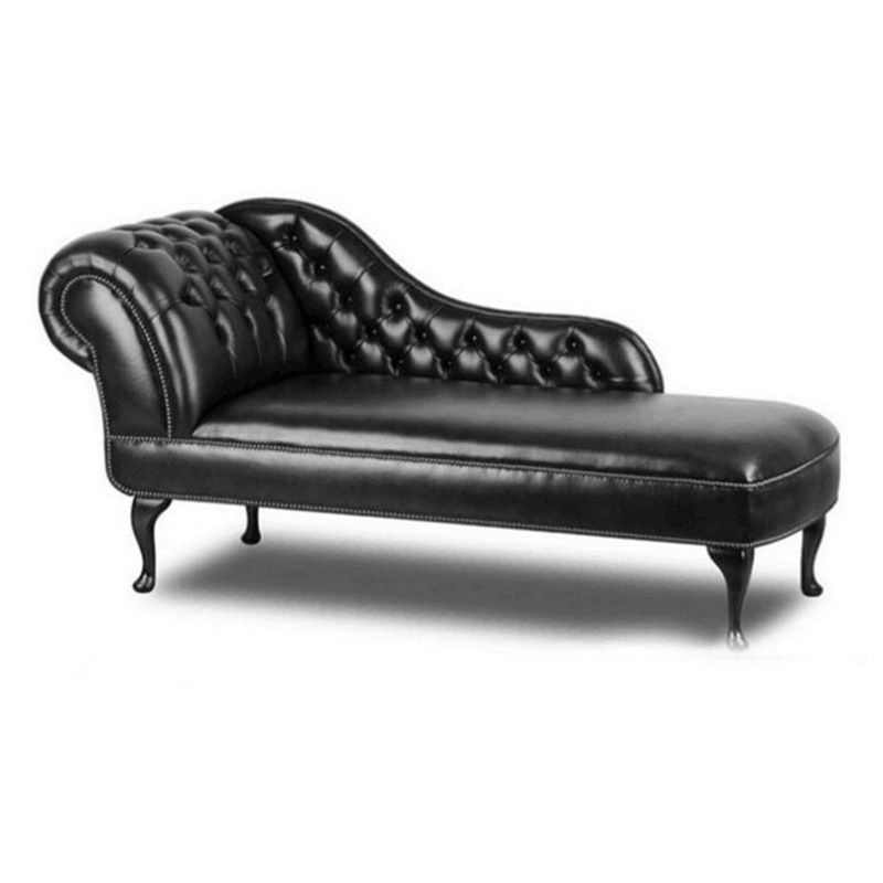Traditional Upholstered Chaise Lounge Couch Leather Chaise Lounge Chair with Arms