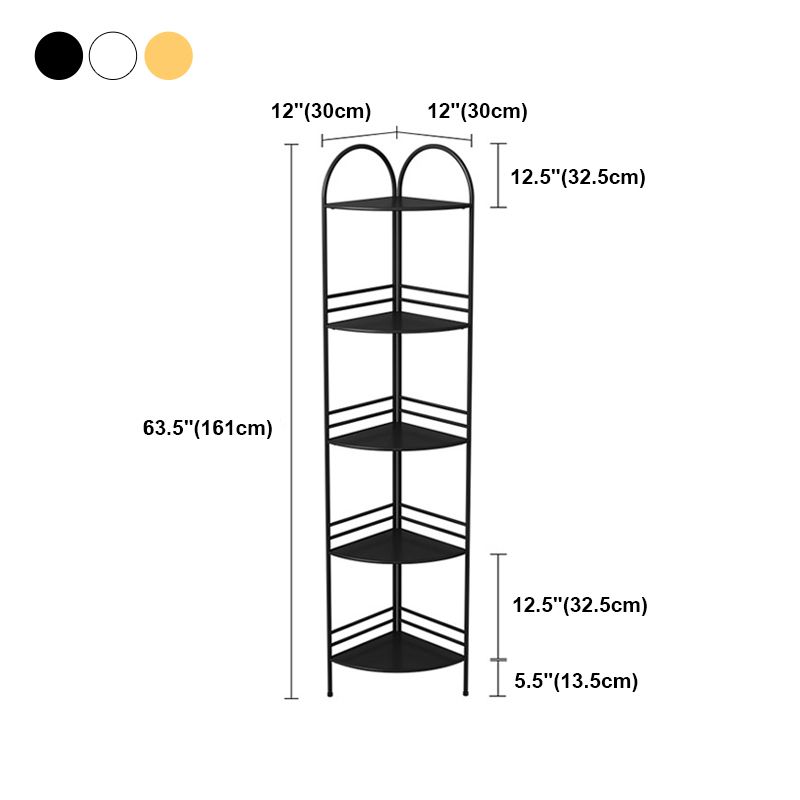 3/5-Shelf Contemporary Corner Bookshelf Iron Open Bookshelf for Living Room