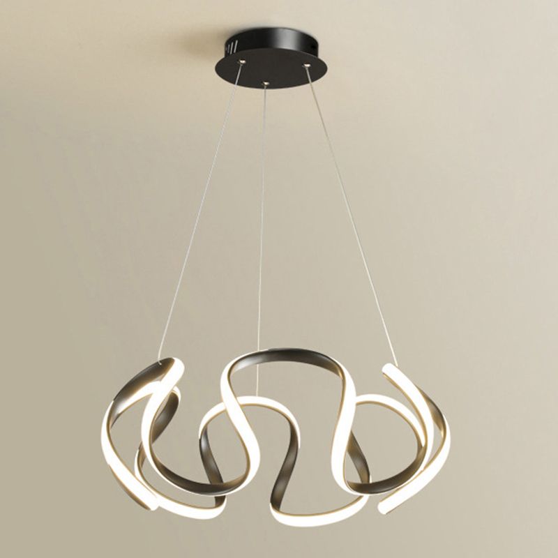 Luce a sospensione lineare a LED in alluminio in lampadario in ferro battuto in stile moderno con ombra acrilica