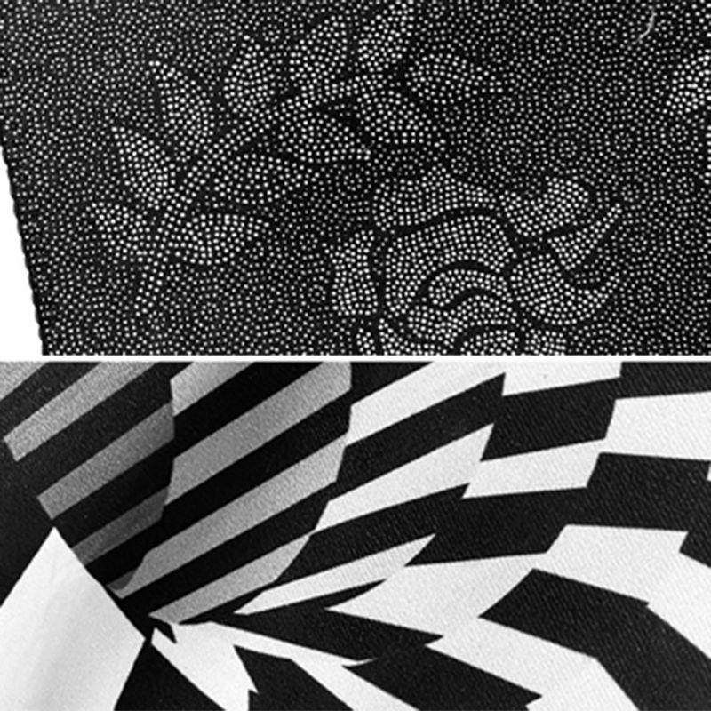 Black Geometric Rug Modern Polyester Rug Washable Rug for Living Room