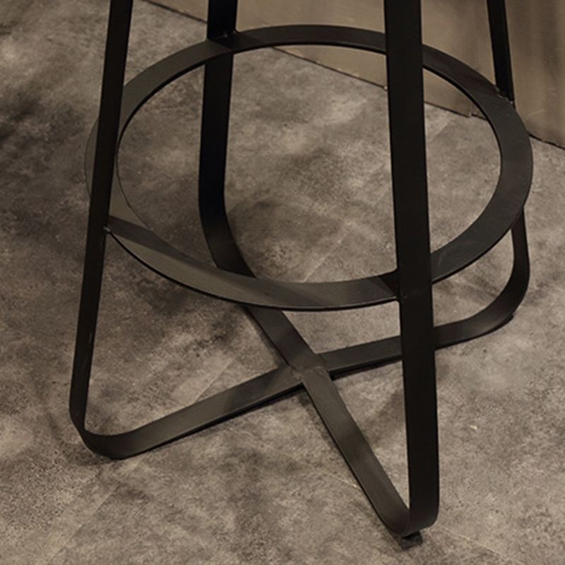 Solid Wood Bar Stool Contemporary Armless Dining Stool with Metal Base