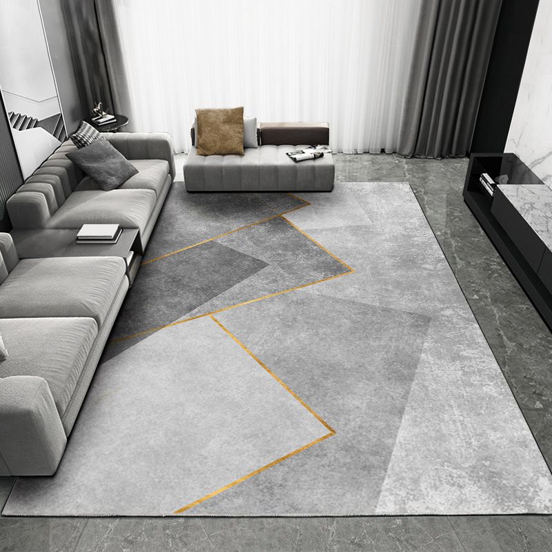 Modern Rug Rectangle Geometric Printed Non-Slip Backing Carpet Adult Casual Indoor Rug