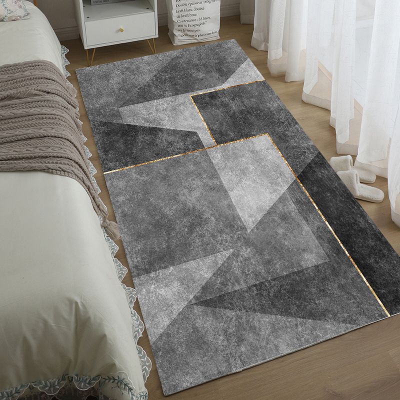 Modern Bedroom Area Rug Geometric Pattern Polyester Area Carpet Non-Slip Backing Area Rug
