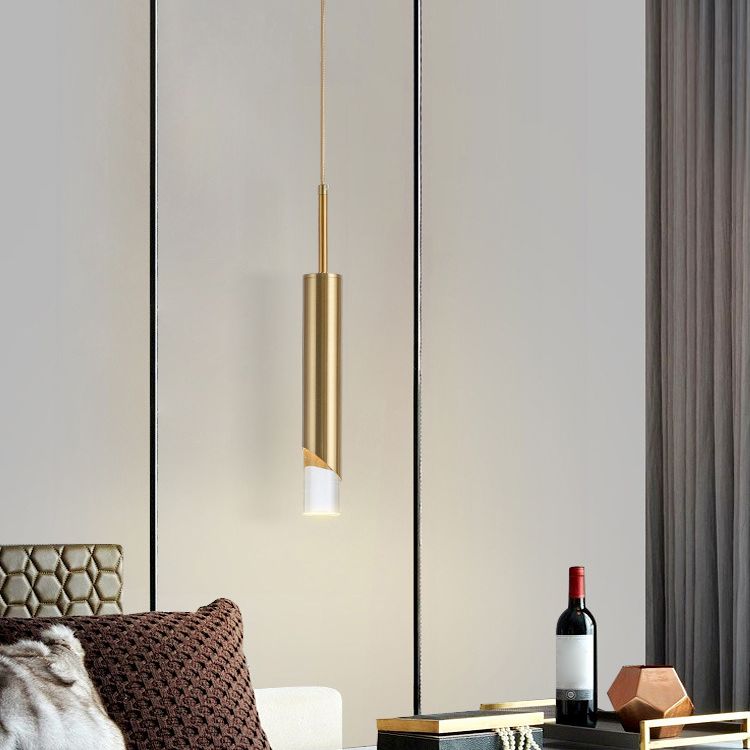 Cylindrical Acrylic LED Hanging Light in Modern Simplicity Wrought Iron Pendant Light for Bedroom