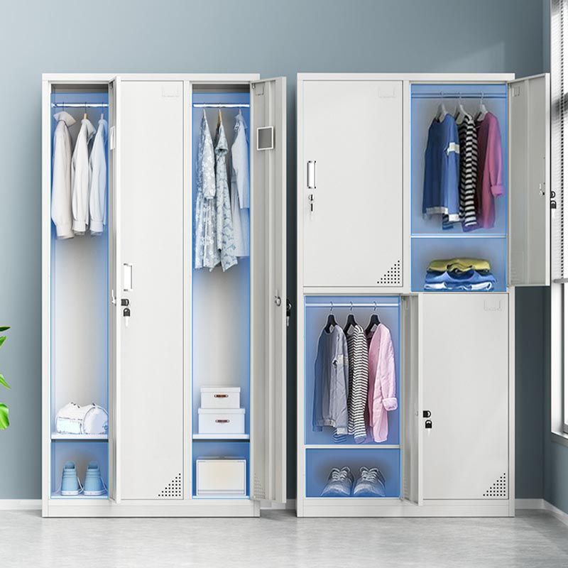 Metal Matte Finish Wardrobe with Hinged Door Modern Style Storage Cabinet