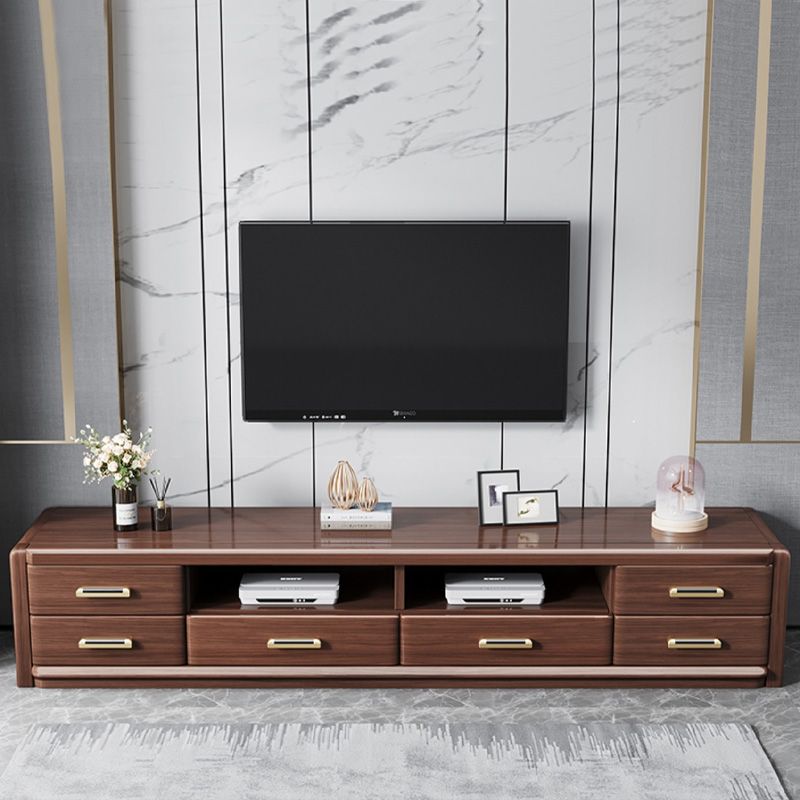 Antique Media Console Walnut Stand Console with Drawers for Living Room