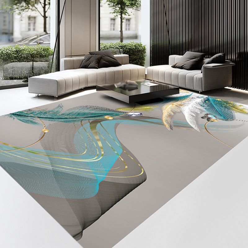 Gold Feather Carpet Polyester Gorgeous Carpet Non-Slip Backing Carpet for Home Decor