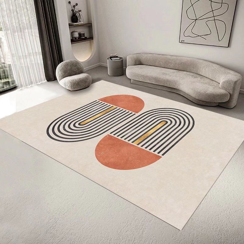 Beige Modern Rug Polyester Stripe Rug Stain Resistant Rug for Drawing Room