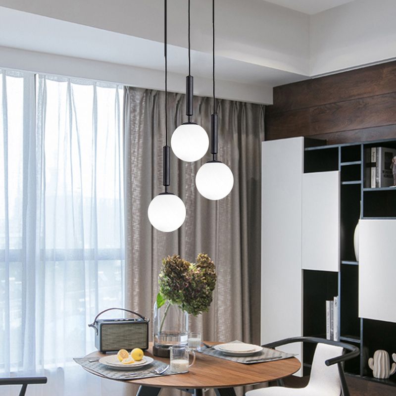 1 Light Sphere Pendant Lighting Mid-Century Modern White Glass Pendant Lighting Fixtures for Restaurant