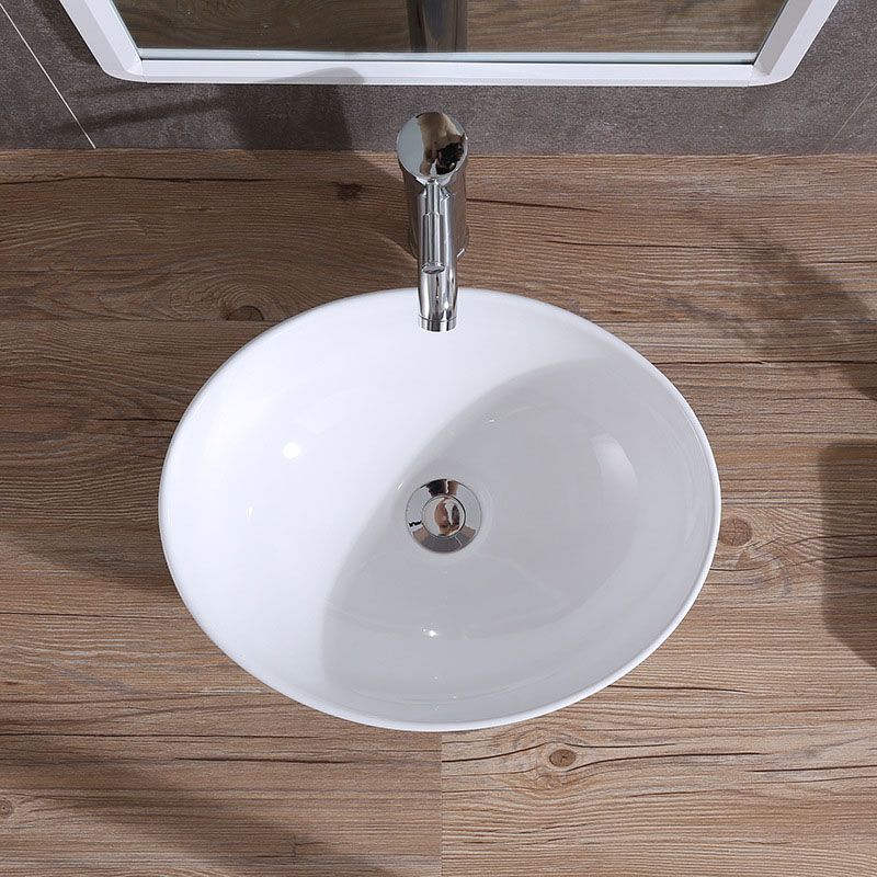 Modern Vessel Bathroom Sink Porcelain Oval Vessel Lavatory Sink(Not Included Faucet)