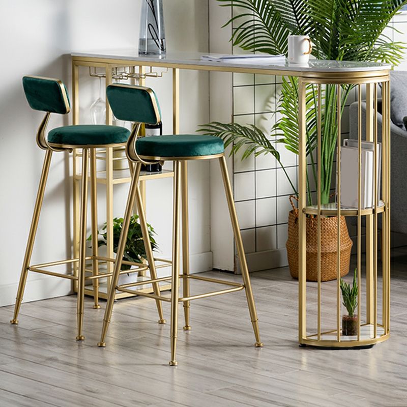 Round Low Back Dining Stools Armless Bar Stools with Metal Base