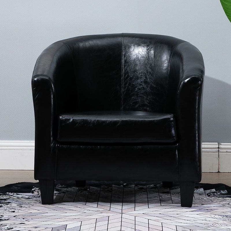 Faux Leather Accent Chair 28.34" L x 28.34" W x 25.59" H Barrel Chair
