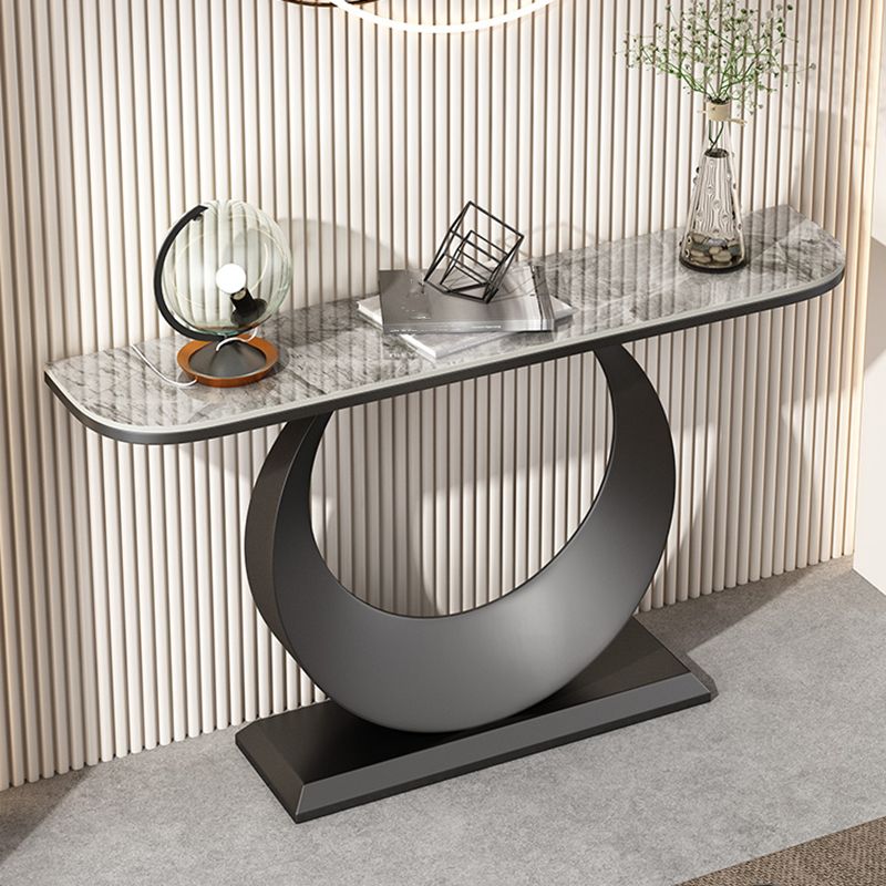 Scratch Resistant Glam Marble/metal Half Moon Abstract Console Table