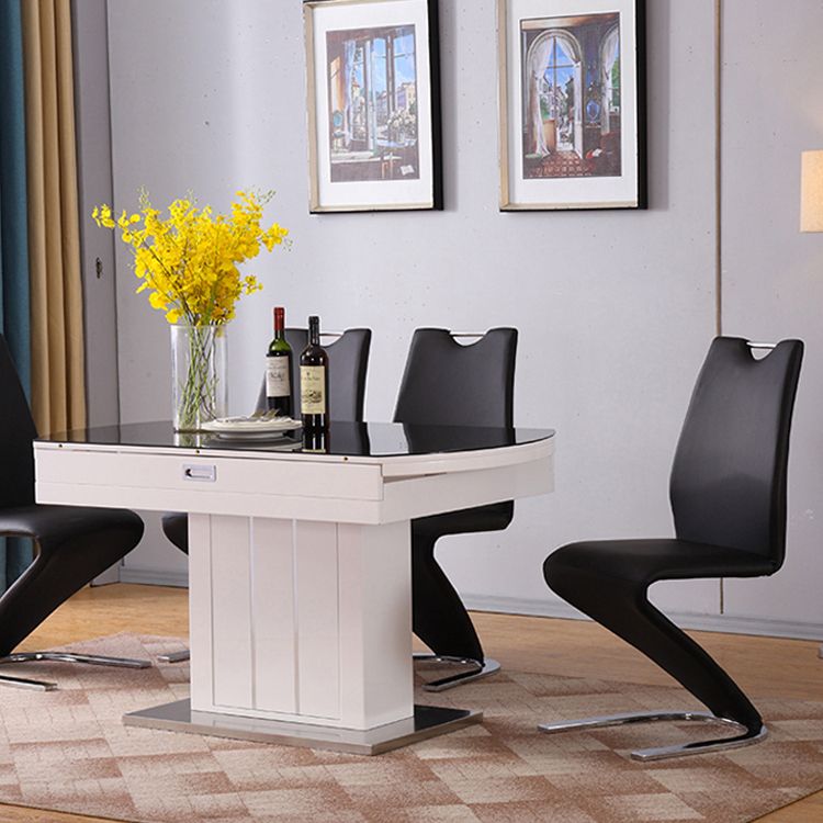 Designer Style Leather Home Side Chair Monochrome Solid Back Dining Chair (Set of 2)