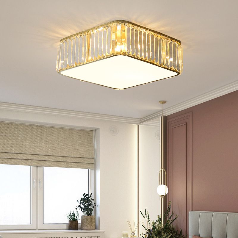 Moderne luxe geometrische inbouw smeedijzeren plafondlamp voor binnen met kristallen kap