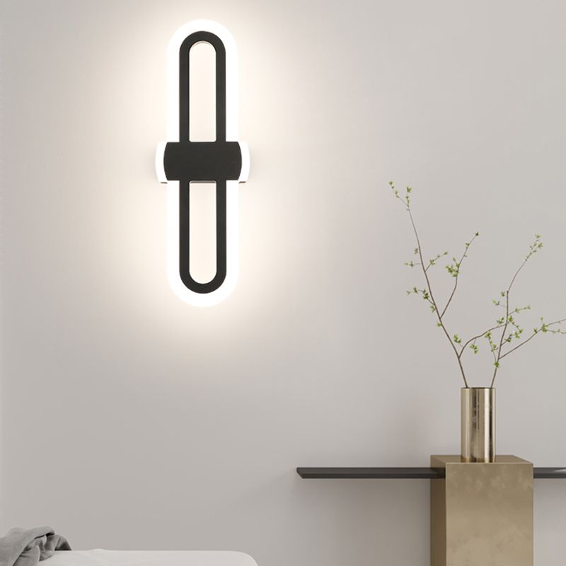Cronique en métal simple contemporain Lumière murale à LED noire pour chambre à coucher