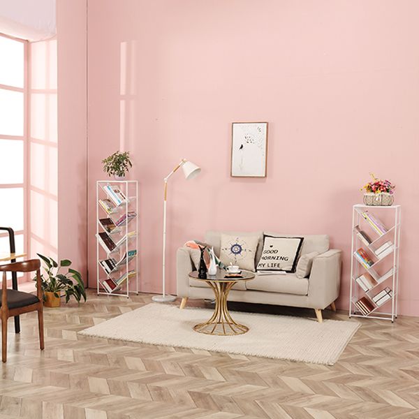 Modern Style Metal Bookcase White Open Bookshelf for Living Room