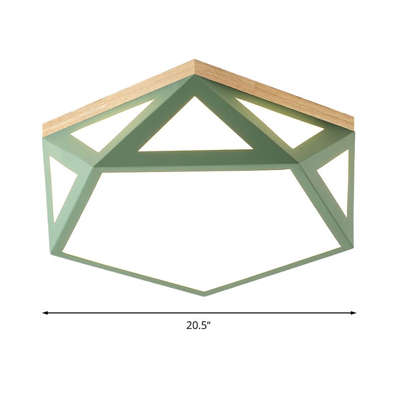Modern Geometric Acrylic Flush Light 16.5"/20.5" W LED Gray/Green/White Ceiling Flush Mount for Bedroom, Warm/White/Natural/3 Color Light
