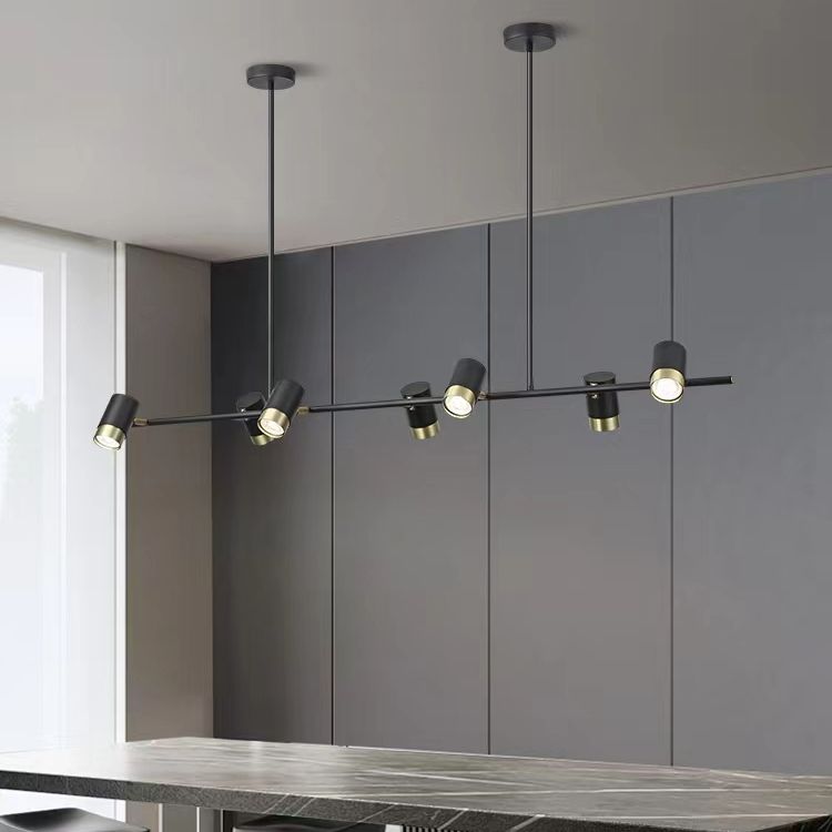 Contemporary Style Cylinder Island Lighting Ideas Metal Island Light Fixtures in Black