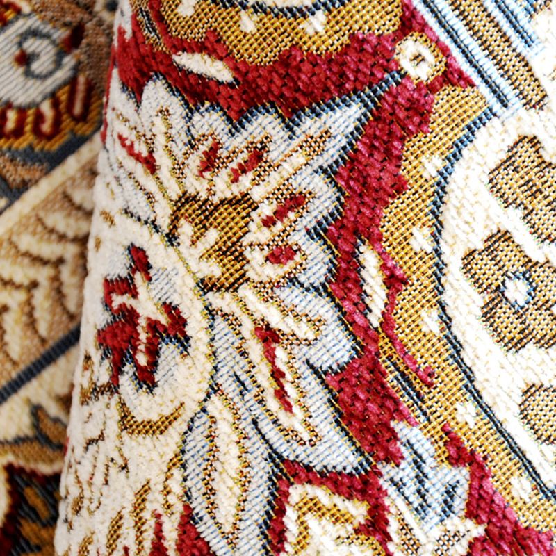 Dark Red Vintage Rug Polyester Graphic Area Rug Non-Slip Backing Rug for Living