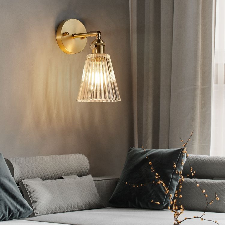 Luci di applique a parete svasata in vetro Stile industriale 1 lampade a parete leggera