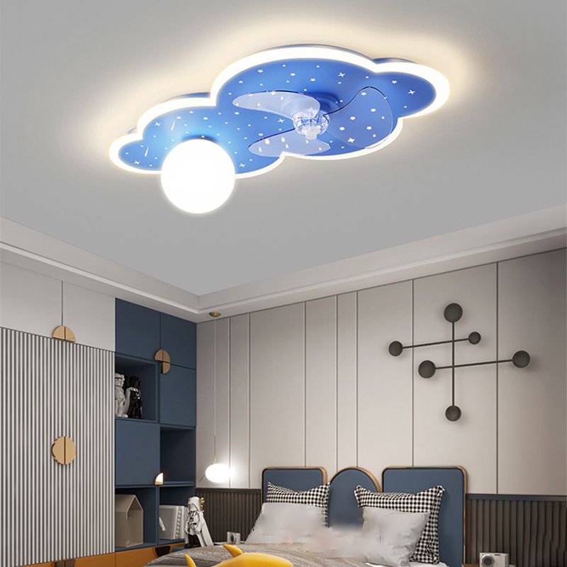3-Blade Fan with Light Children Blue Ceiling Fan for Restaurant